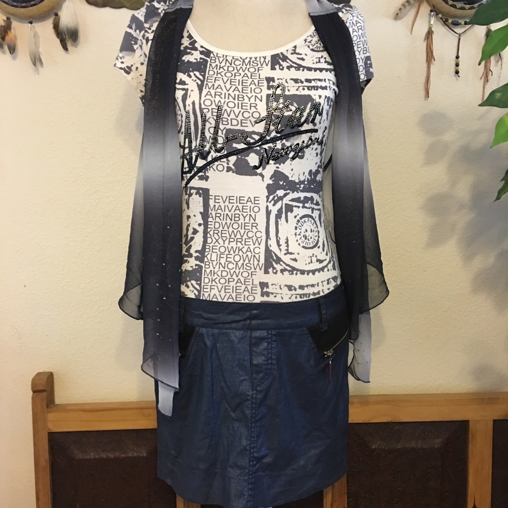 Cloth Card dark blue jean skirt one piece dress